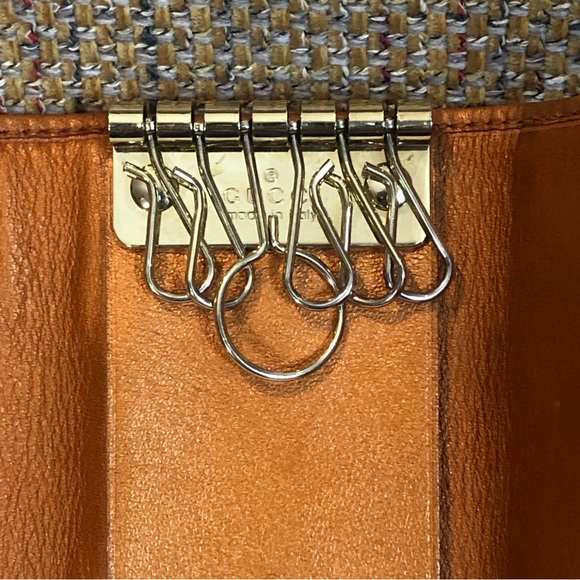 GUCCI GG Monogram Canvas Burned Orange Leather Trifold Key Holder Card Holder - Picture 4 of 16